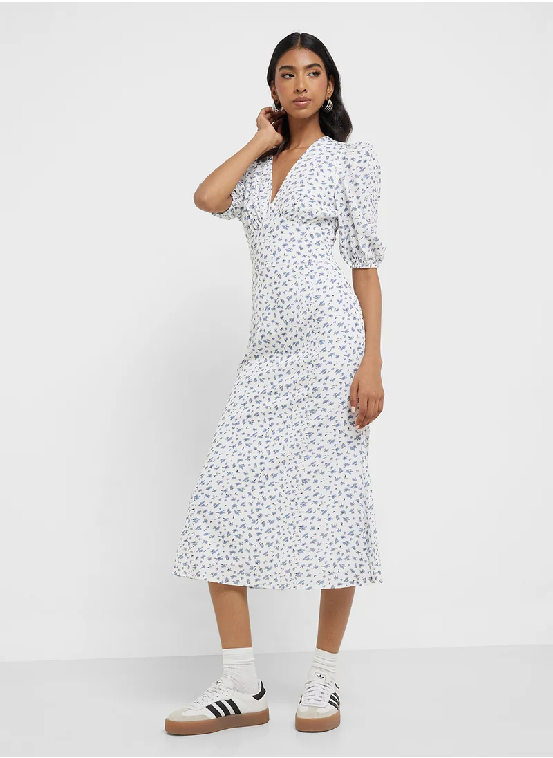 Ginger Ditsy Floral Print Midi Dress