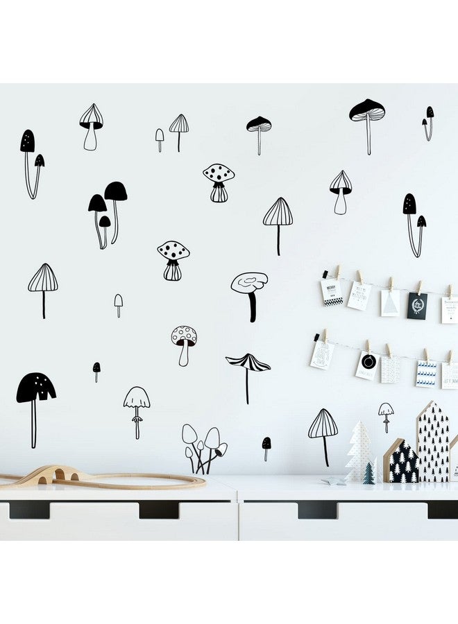 Glenmal 96 Pcs Mushroom Wall Stickers Cute Mushroom Wall Decals Black Removable Peel And Stick Wall Sticker For Kids Nursery Bedroom Room School Classroom Decor - Image 1