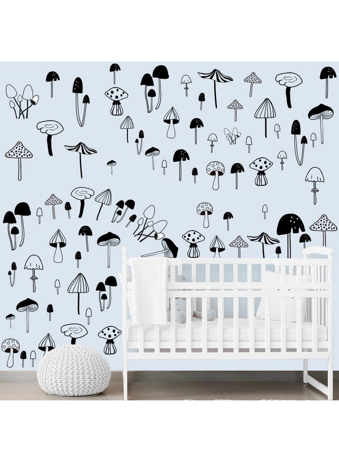 Glenmal 96 Pcs Mushroom Wall Stickers Cute Mushroom Wall Decals Black Removable Peel And Stick Wall Sticker For Kids Nursery Bedroom Room School Classroom Decor - Image 3