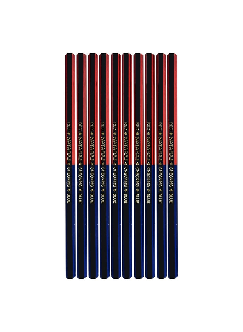 NATARAJ Checking Pencils Red Blue Hexagonal Shape Breakresistant Bonded Lead Comfortable Soft Grip Double Headed Design Suitable for Kids Pack of 1