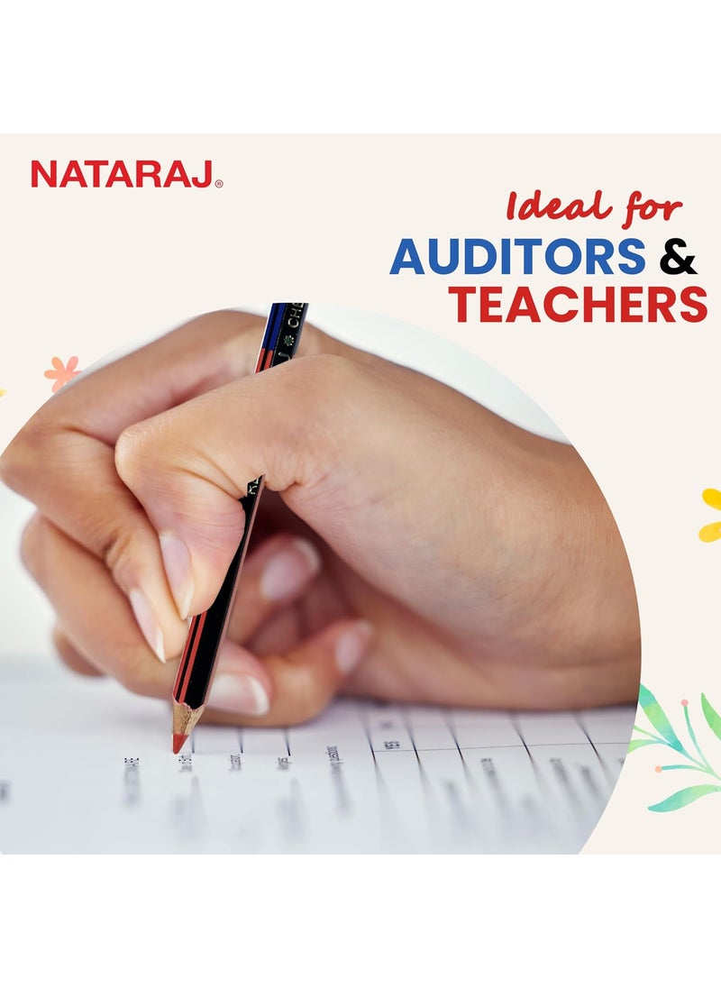 NATARAJ Checking Pencils Red Blue Hexagonal Shape Breakresistant Bonded Lead Comfortable Soft Grip Double Headed Design Suitable for Kids Pack of 1