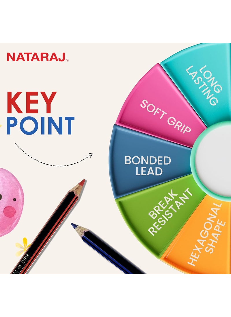 NATARAJ Checking Pencils Red Blue Hexagonal Shape Breakresistant Bonded Lead Comfortable Soft Grip Double Headed Design Suitable for Kids Pack of 1