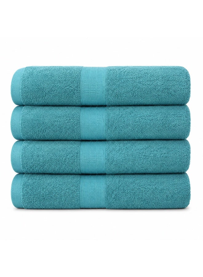 Bliss Casa Bath Towels (4 Pack, 70 x 140 cm) - 650 GSM Bathroom Towel Set - 100% Cotton 20/D Ring Spun Luxury Towels Set Highly Absorbent, Quick Dry and Soft Feel Bathroom Towels