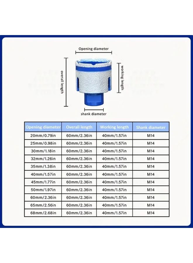 25mm Diamond Core Drill Bit M14 Thread For Tile Concrete Granite Marble - Image 4