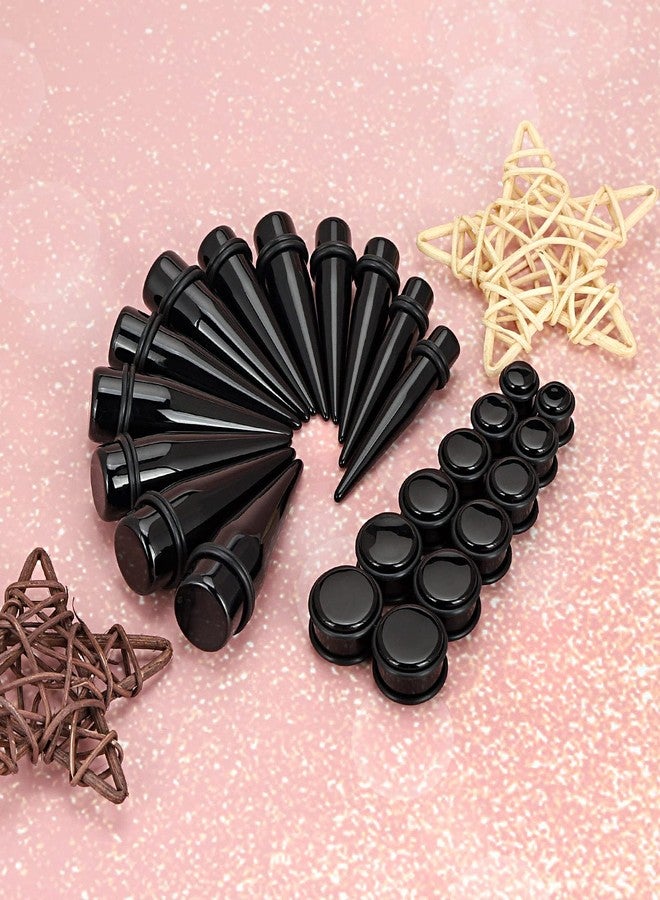 Oyaface 24PC Big Gauges Kit Ear Stretching 00G-20mm Acrylic Taper Plug Tunnels Piercing Black Kits - Image 2