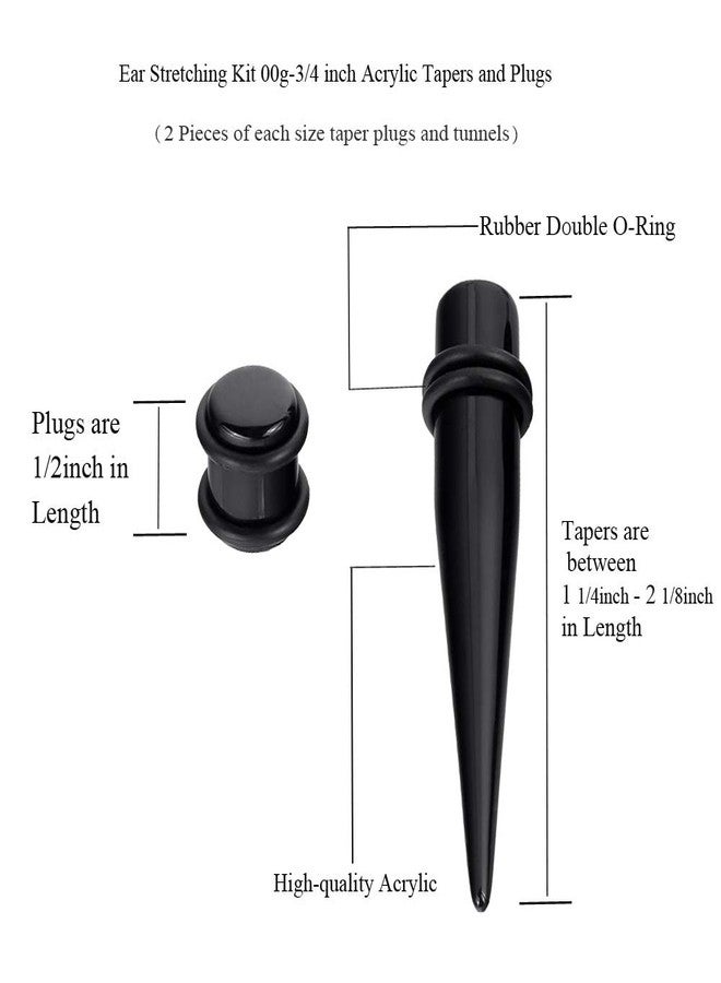 Oyaface 24PC Big Gauges Kit Ear Stretching 00G-20mm Acrylic Taper Plug Tunnels Piercing Black Kits - Image 4