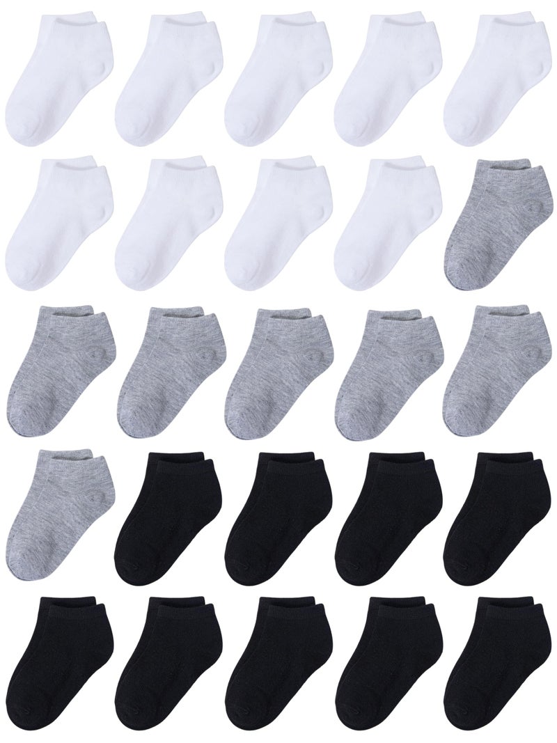 Cooraby 25 Pairs Kids' Socks Low Cut Socks Half Cushion Sport Ankle Athletic Socks for Boys Girls - Image 1