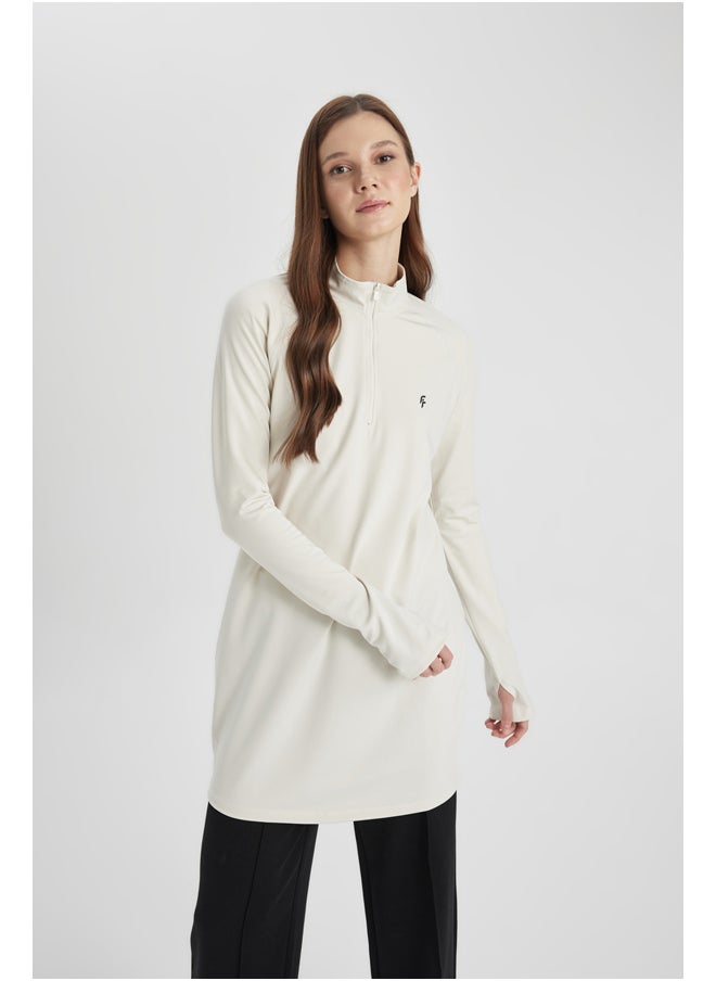 DeFacto - Woman Stand- Up Collar Knitted Long Sleeve T-Shirt - Image 1