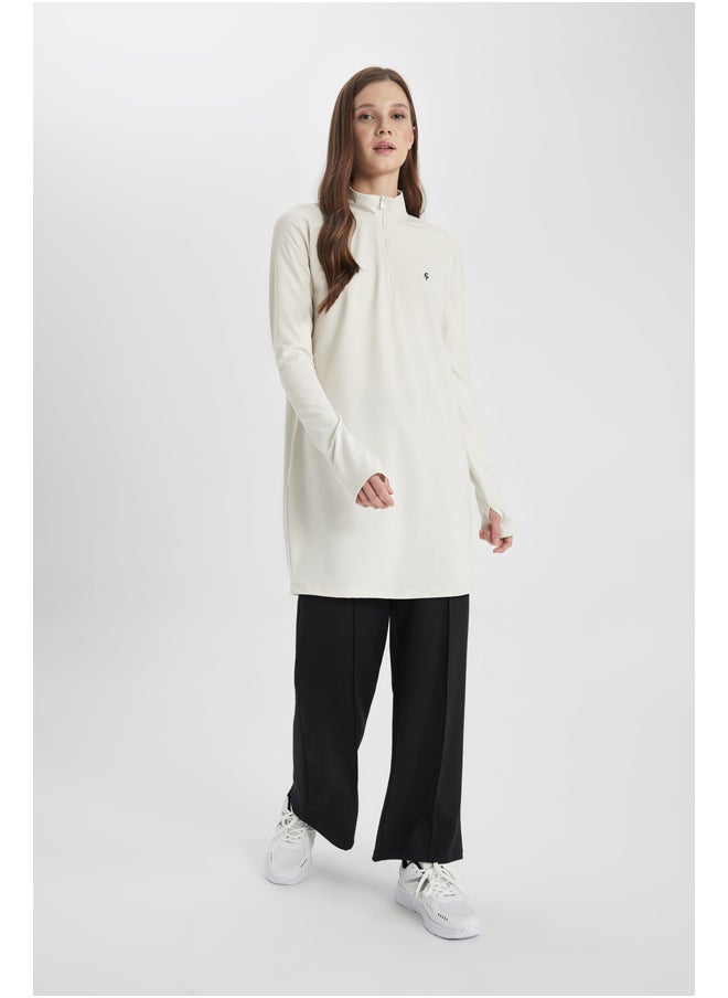 DeFacto - Woman Stand- Up Collar Knitted Long Sleeve T-Shirt - Image 1