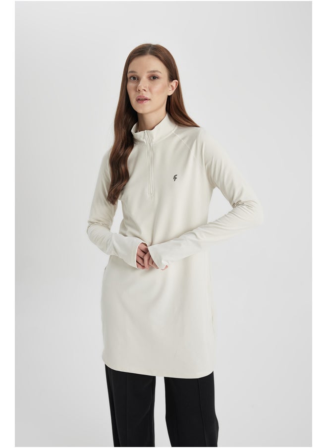 DeFacto - Woman Stand- Up Collar Knitted Long Sleeve T-Shirt - Image 1