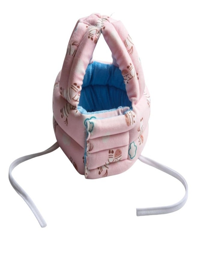 Neska Moda Baby Velvet Safety Helmet with Velcro & Adjustable Chin Strap & Corner Guard Protection (6 to 36 Month)-Pink,Blue-HP04 - Image 5