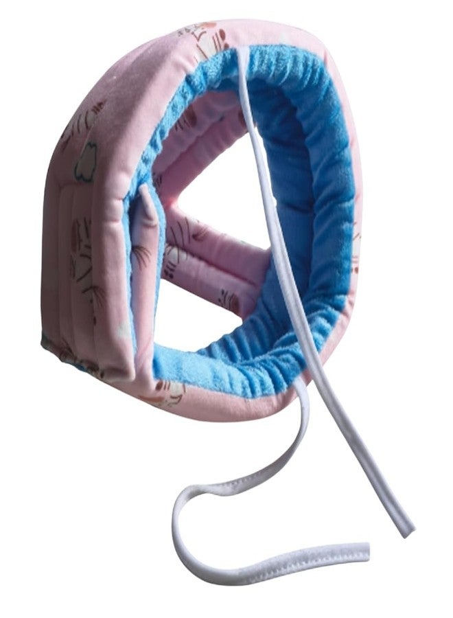 Neska Moda Baby Velvet Safety Helmet with Velcro & Adjustable Chin Strap & Corner Guard Protection (6 to 36 Month)-Pink,Blue-HP04 - Image 4