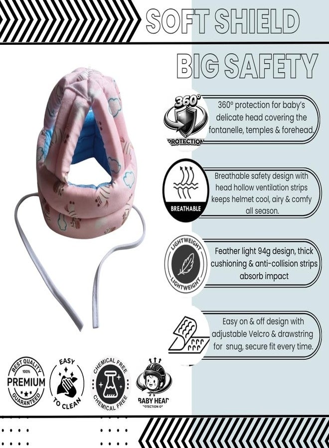 Neska Moda Baby Velvet Safety Helmet with Velcro & Adjustable Chin Strap & Corner Guard Protection (6 to 36 Month)-Pink,Blue-HP04 - Image 2