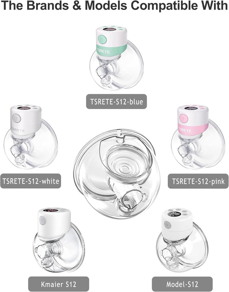 Gowing قطع غيار مضخة الثدي القابلة للارتداء متوافقة مع TSRETE Kmaier S12 S9 مضخة الثدي القابلة للارتداء تشمل صمام بطة غشاء سيليكوني 24 مم كوب جامع الحليب 2 مجموعات - Image 2