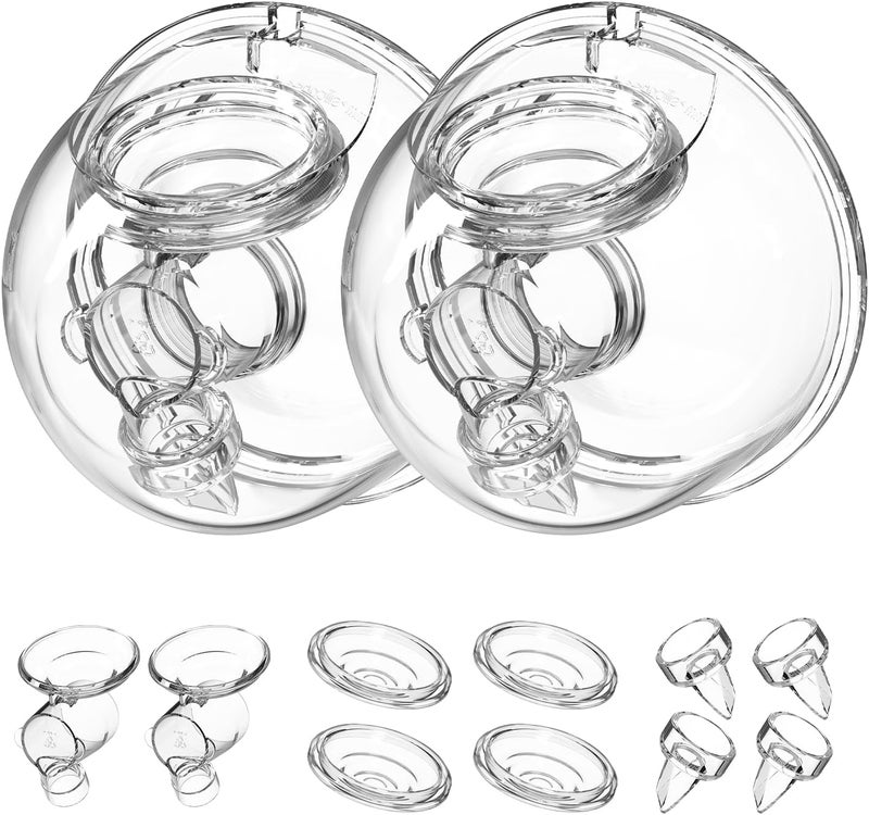 Gowing قطع غيار مضخة الثدي القابلة للارتداء متوافقة مع TSRETE Kmaier S12 S9 مضخة الثدي القابلة للارتداء تشمل صمام بطة غشاء سيليكوني 24 مم كوب جامع الحليب 2 مجموعات - Image 1