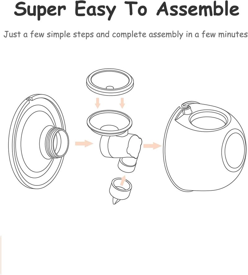 Gowing قطع غيار مضخة الثدي القابلة للارتداء متوافقة مع TSRETE Kmaier S12 S9 مضخة الثدي القابلة للارتداء تشمل صمام بطة غشاء سيليكوني 24 مم كوب جامع الحليب 2 مجموعات - Image 5