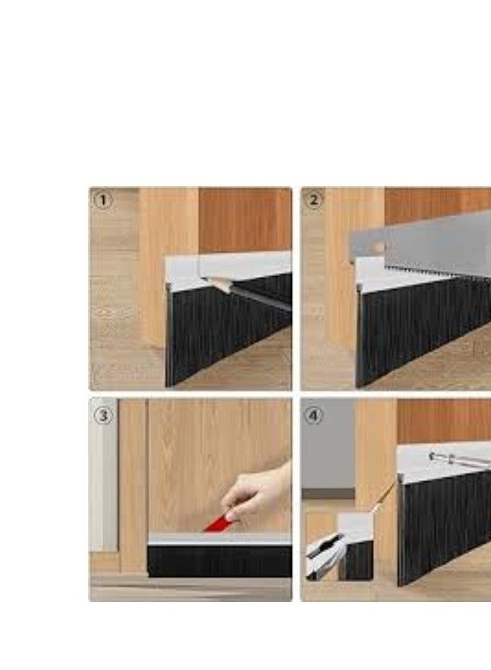 KNP KNP 1M Door Seal Bottom Brush with an aluminum finish is a robust and efficient solution for sealing gaps under doors.  - Image 3