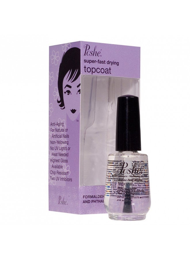 Poshe Super Fast Drying Top Coat, 0.5 Fluid Ounce - Image 1