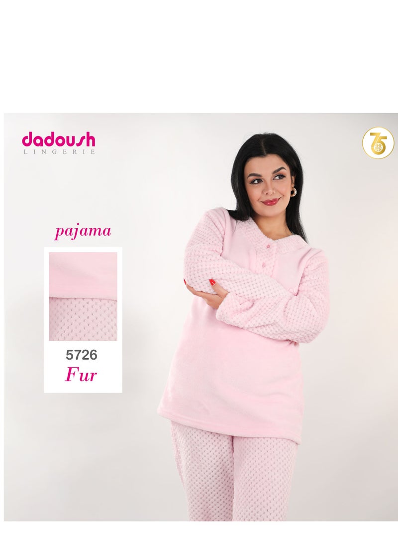 Women's winter fur pajamas with long sleeves and a comfortable fit that combine elegance, warmth and comfort, presented to you by Daadouch products, ma'am. - pzsku/ZB742F421B4E439C3B1E8Z/45/_/1738149706/611a875c-891a-4841-9816-b1001aeda46a