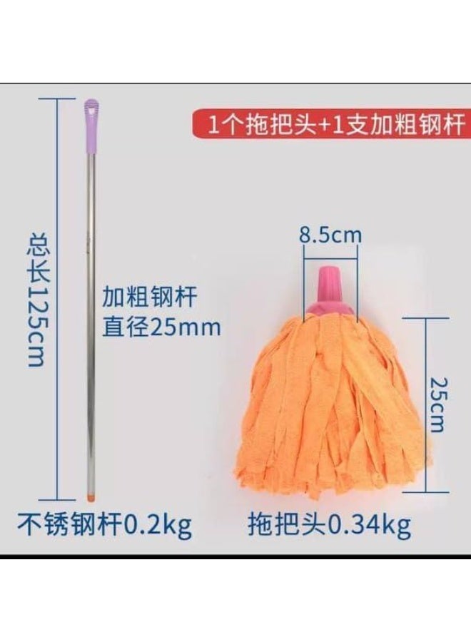 Generic Multicolor Floor Cleaning Mop – Heavy Duty Cotton Strips Mop Head with Strong Handle – Super Absorbent for Home, Office, and Commercial Use - Image 3