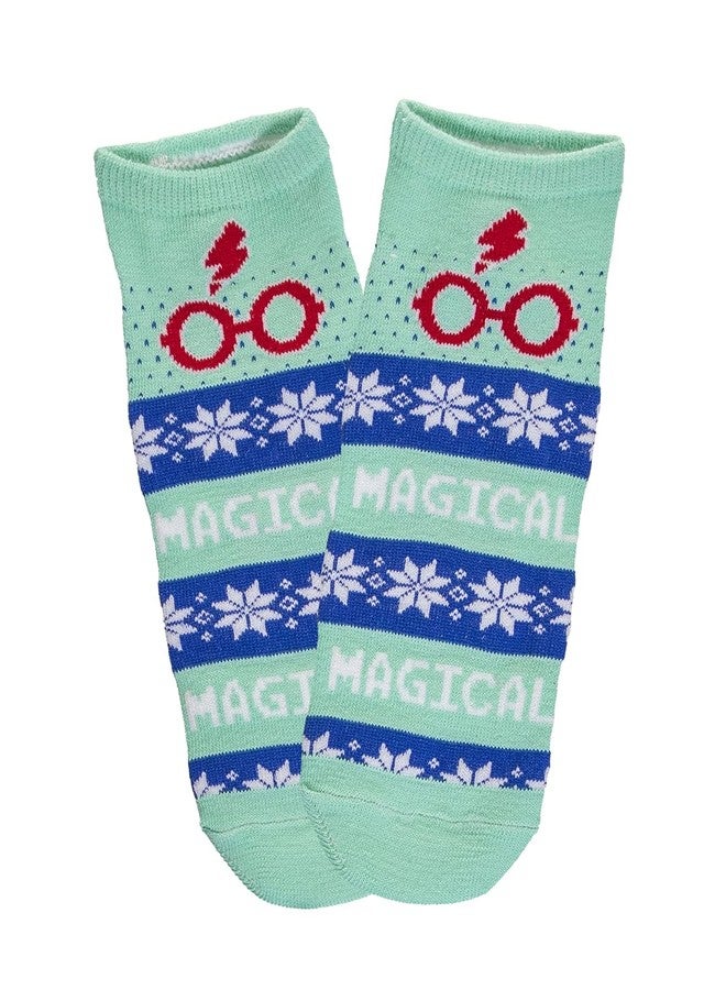 هاري بوتر جوارب قصيرة للجنسين من هاري بوتر، هوجورتس، هيدويج، ومقدسات الموت، بنمط العطلات، عبوة من 5 جوارب - Image 5