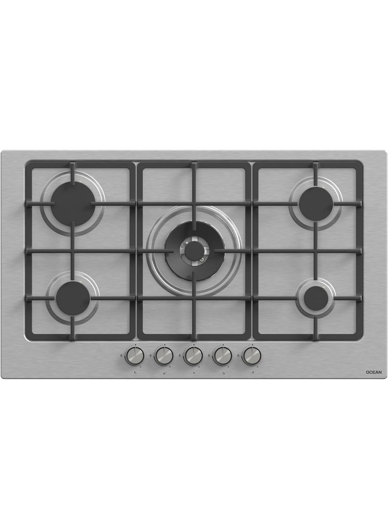 Ocean OHGFR95IPROSVC, Built‑in Gas Hob, 90 cm, 5 Burners, Stainless Steel - Image 1