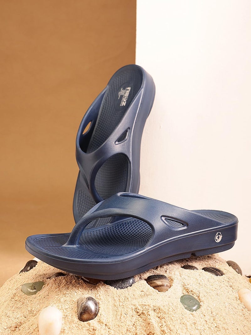 Neoz Extra Soft Men's Slippers with Cushion FootBed for Adult | Comfortable & Light Weight | Stylish & Anti-Skid | Waterproof & Regular Flip Flops for Gents/Boys, M-CLASSIC-NVY_9 - Image 2