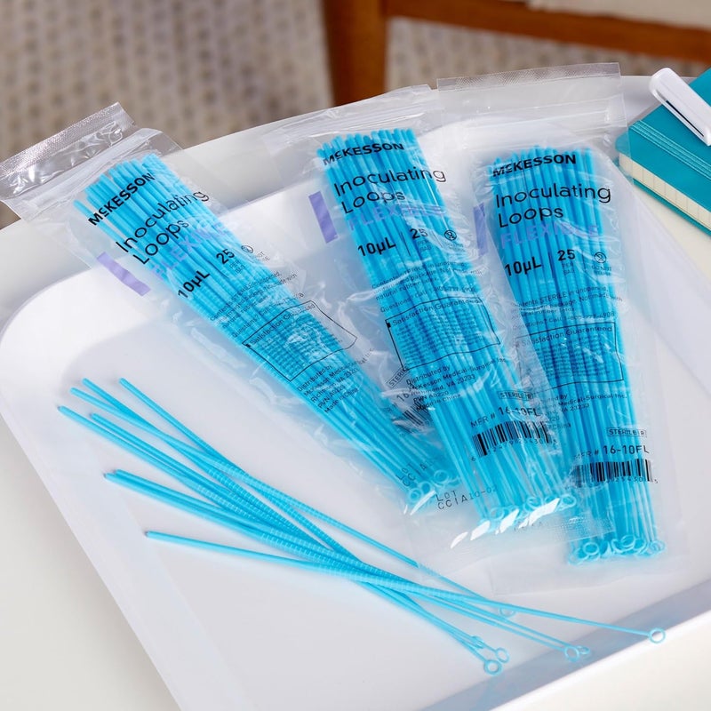 McKesson حلقة تلقيح - لزراعة الثقافات - مرنة، معقمة، قابلة للتخلص - 20 سم، 10 ميكرولتر، أزرق فاتح، 25 عد - Image 2