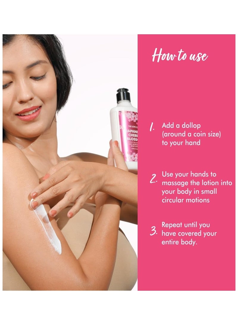 ذا لوف كو. لوشن الجسم بزهر الكرز الياباني - كريم مرطب مغذي للبشرة الجافة - مناسب للرجال والنساء مع زيت الجوجوبا وزبدة الشيا وفيتامين هـ - 250 مل - Image 5