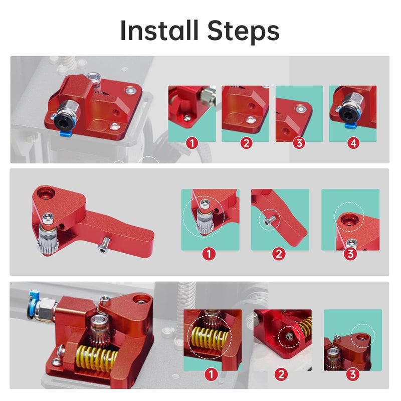 BIQU Bigtreetech Upgrade Dual Gear Extruder, Double Gear MK8 Extruder 3D Printer Dual Driver Stock Feeder All Metal 1.75mm Filament Extruder Kit for CR-10S Pro/CR-10/ Ender 3 V2/Ender 3/Ender 3 Pro Series - Image 2
