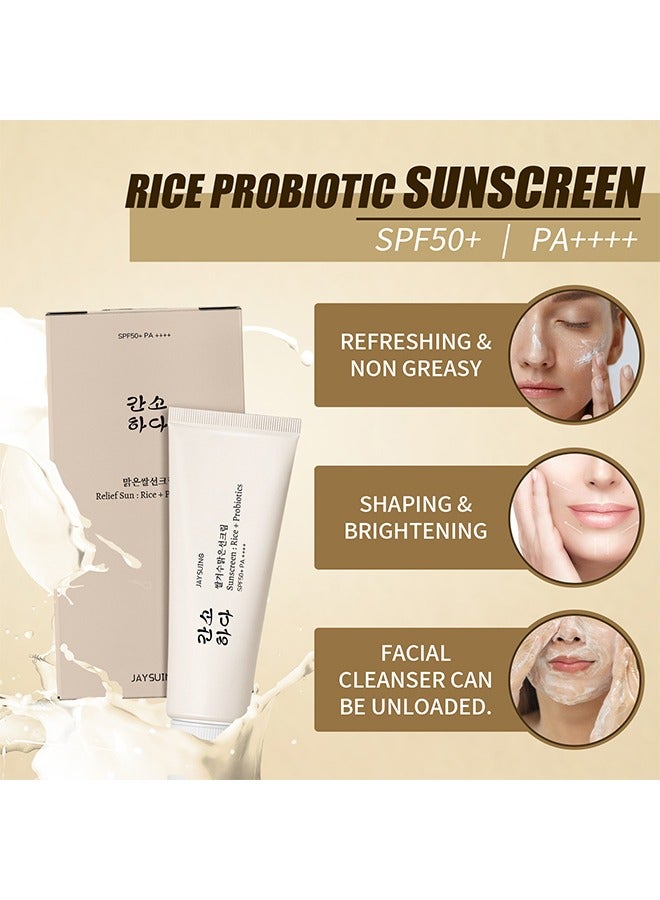 جايسوينغ شمس الإغاثة: أرز + بروبيوتيك ، واقي من الشمس ، واقي من الشمس العضوي SPF50 ، واقي من الشمس مرطب ، تنفس ، منعش ، واقي من الشمس سهل التطبيق - Image 5
