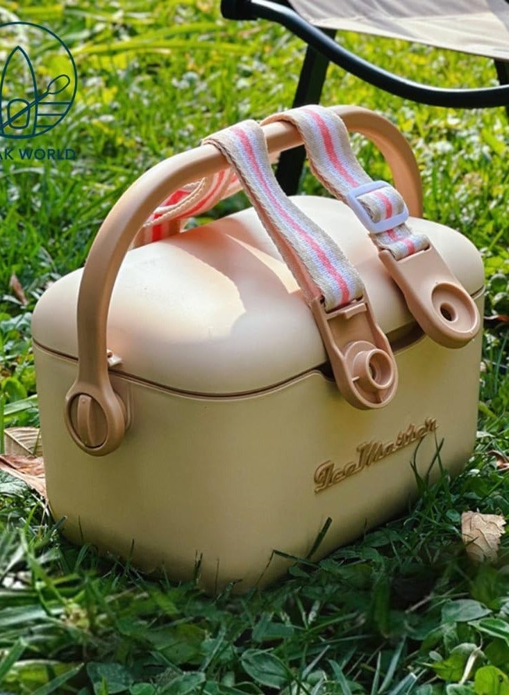 12L Large Capacity Cooler Box with Interchangeable Leather Strap, Thermal Insulated Hard Ice Box for Beach, Ice Cooler Box for Picnic and Party(Gold)  - Image 4