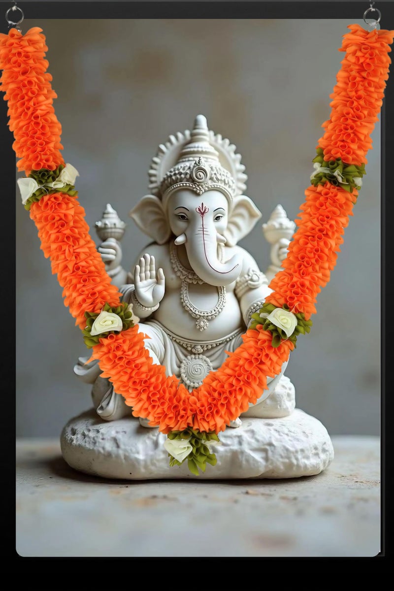 Daedal Crafters Artificial Chintamani Flower Garland for Pooja Mandir, Mala for Photo Frame, Decorative Haar Mala for God Idols, Photo Frames of Ancestors, Pitra & Pooja Room Décor (40 inch) - Image 1