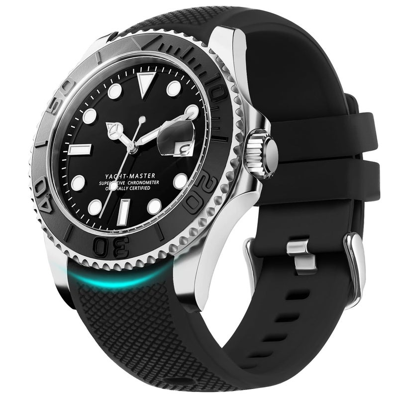 Fullmosa 22mm 20mm 24mm Silicone Watch Bands Curved Watch Strap Compatible with Samsung Galaxy Watch 7 6 5 4 3 Garmin Fossil Amazfit for Men Women22mmBlack - Image 2
