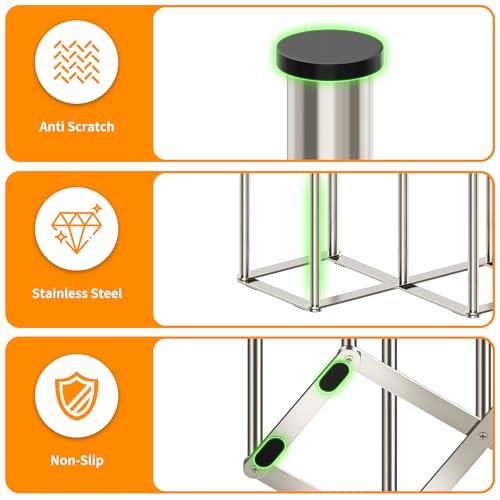 PLUVON Foldable Baby Bottle Drying Rack-10 Poles Water Bottle Organizer for Cups,Travel Mugs,Silicone Bags- Collapsible Stainless Steel Bottle Rack Dryer (Silver) - Image 4