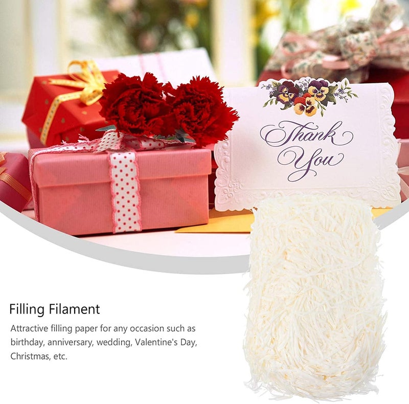 Red Dot Gift® 100g Eco-friendly Raffia Paper Shreds for Gift Box Filling (Off-White) - Image 3