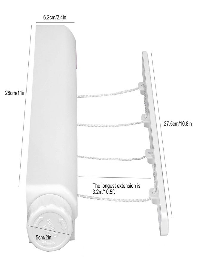 OUKENS Clothesline, Automatic Telescopic Clothesline Wall Mounted Retractable Clothes Drying Rack Rope with Hook for Indoor Outdoor Supplies Punching Installation (Four Ropes) - Image 2