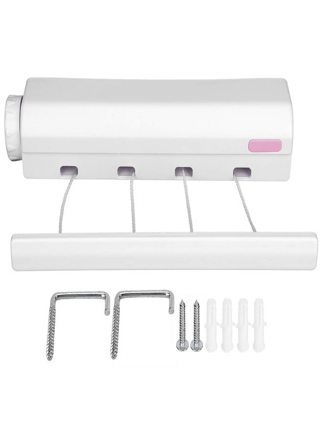 OUKENS Clothesline, Automatic Telescopic Clothesline Wall Mounted Retractable Clothes Drying Rack Rope with Hook for Indoor Outdoor Supplies Punching Installation (Four Ropes) - Image 5