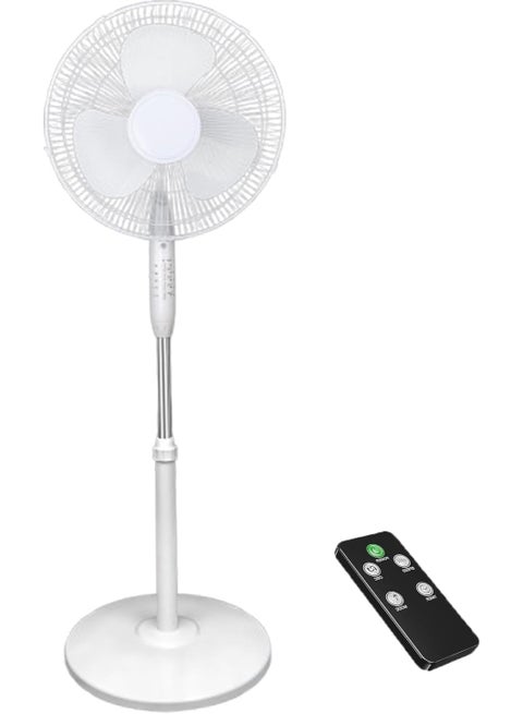 16 inch Oscillating Pedestal Fan, Standing Floor Fan with Remote Contral，Adjustable Height, Timer, 3 Speeds,3 Modes, 90-Degree Oscillating Standing Fan for Bedroom, Living Room, Office & Dorm (White)