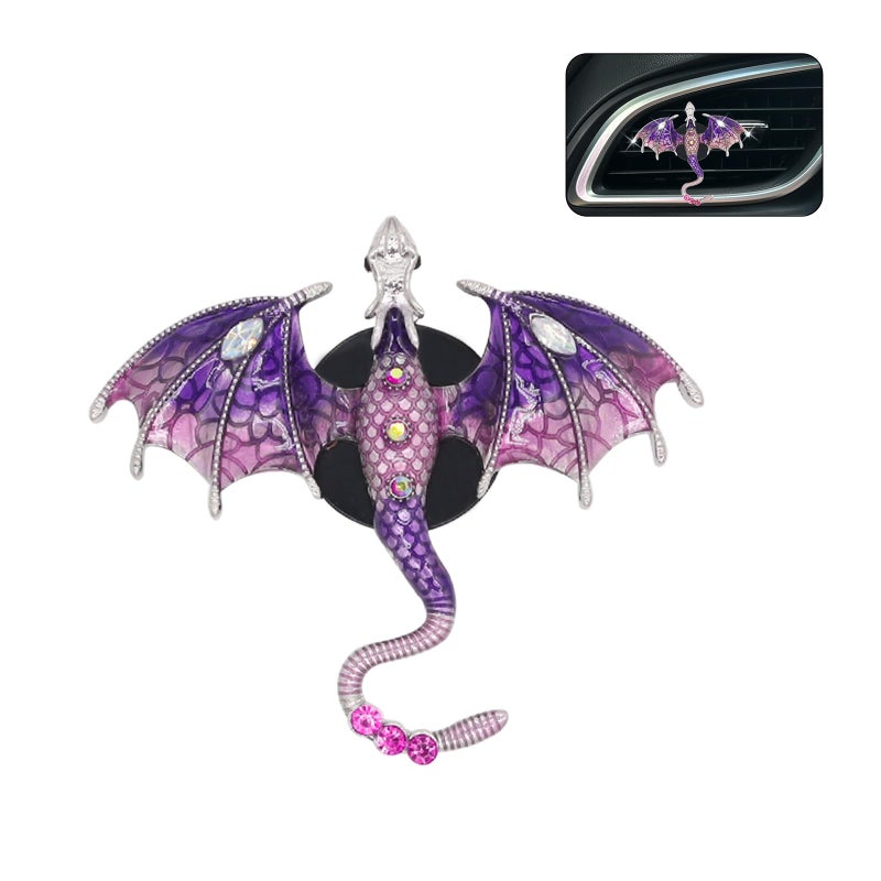 ORIESSE Purple Dragon Car Accessory1pcs Bling Wyvern Car Air Freshener Vent ClipCute Girly Refillable Air Freshener DiffuserDazzing Rhinestone Dashboard Decoration for Women - Image 3