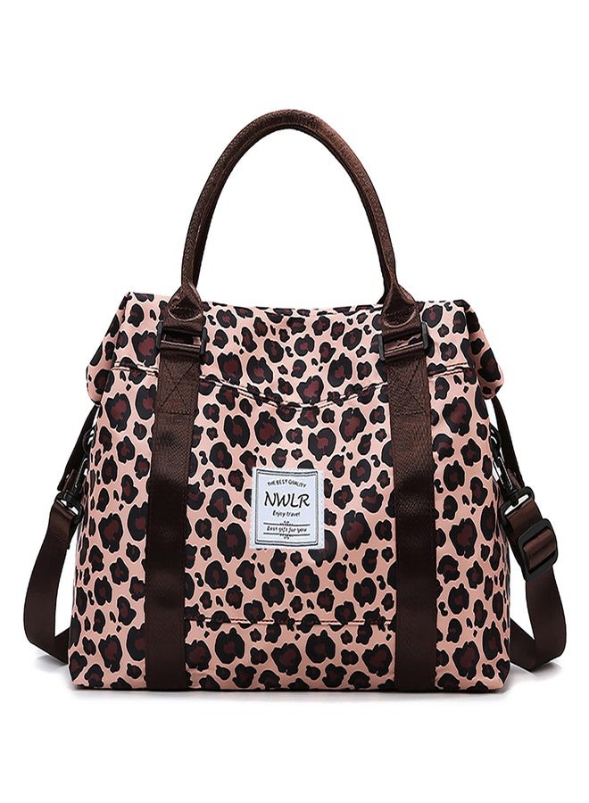 NWLR NRW Travel Duffle Bag Weekender Overnight Bag Gym Tote Bag with Dry and Wet Separated Pocket for Women Girls Shoulder Bag Workout Duffel Bag Water Resistant (leopard print) - Image 1
