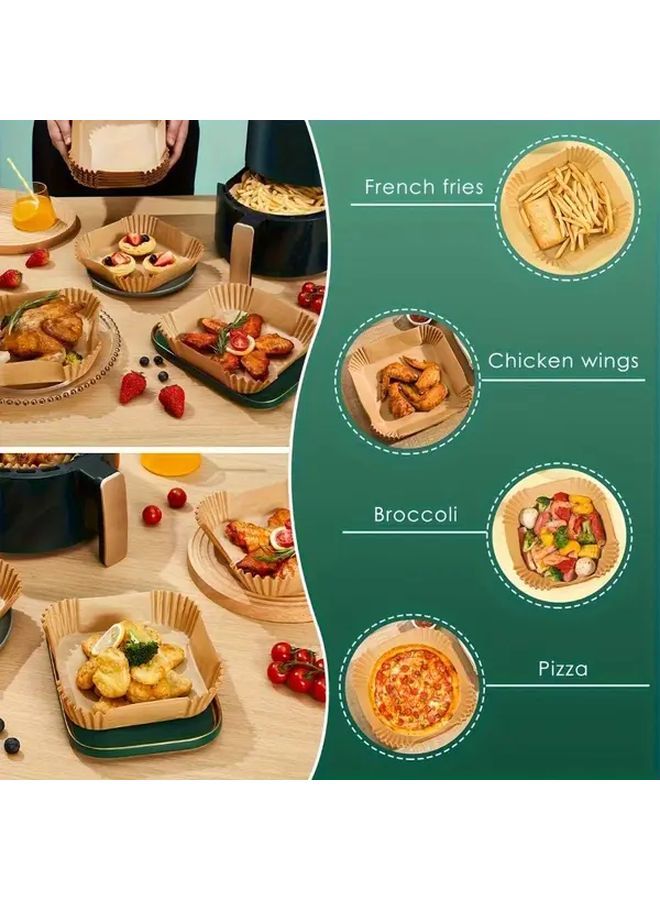 Air Fryer Disposable Paper Liners 200pcs Square Oil Proof Non Stick Parchment Paper Suitable for 2 to 8 QT Frying Baking Cooking Grilling and Microwave Kitchen Accessories - Image 3