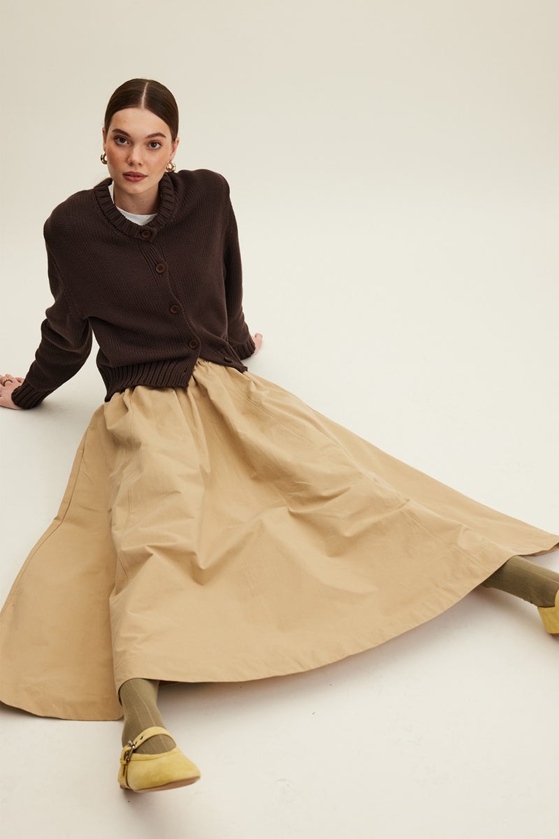 Manuka Katy Gabardine Gathered Skirt Camel - Image 1