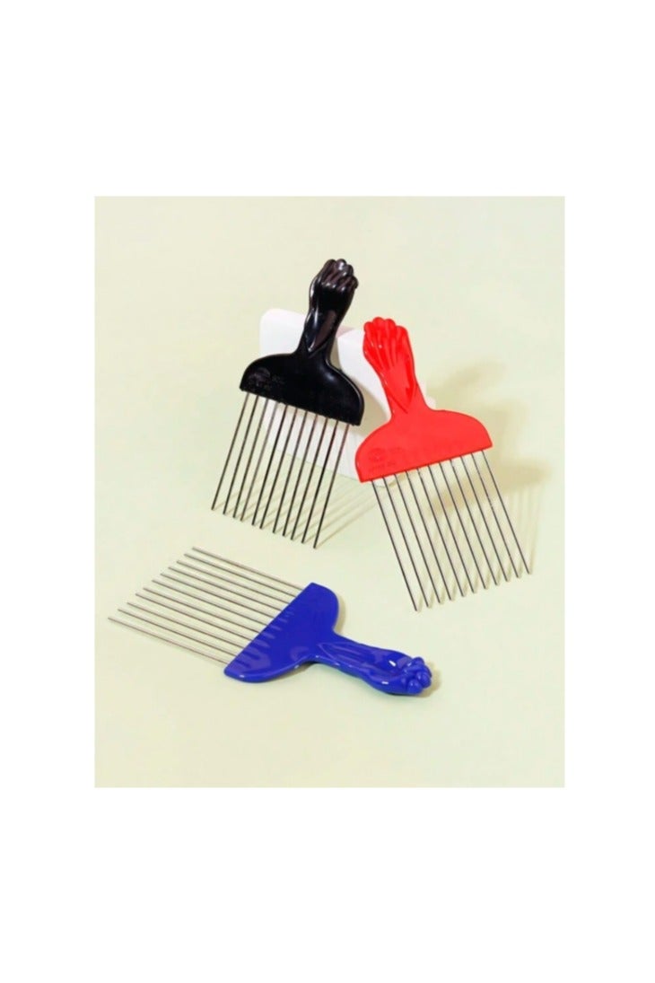 Metal hair comb with wide teeth for creating different styles and for curly hair - multicolor