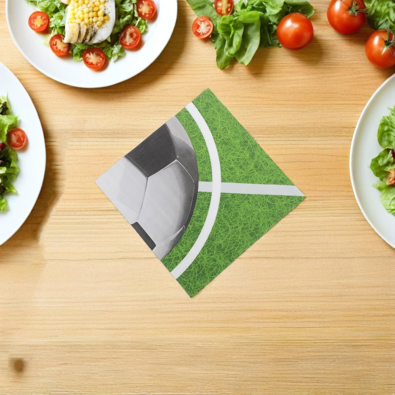 مناديل ورقية تستخدم لمرة واحدة بموضوع كرة القدم 13 × 13 بوصة 100 قطعة لحفلات أعياد الميلاد الرياضية - Image 5