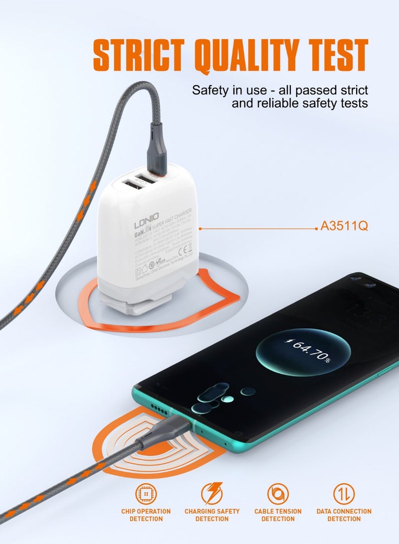 لدنيو لدينو كابل موبايل النوع تايب سي تو تايب سي من لدنيو 65 واط  موديل LC632C لهاتف ذكي - اسود - Image 2