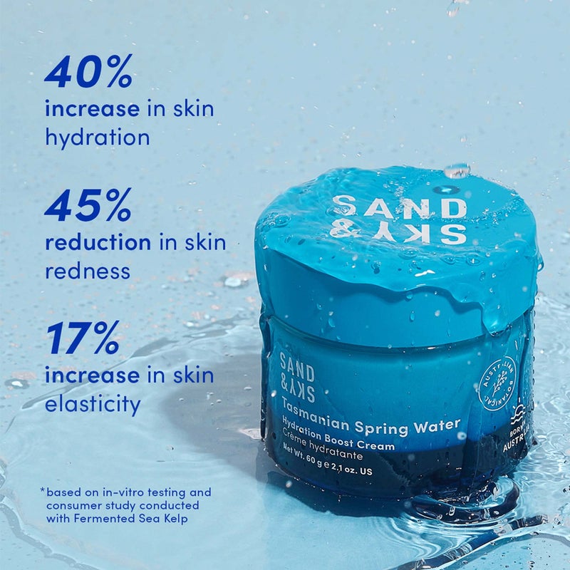 Sand & Sky Tasmanian Spring Water Gel Moisturizer with Hyaluronic Acid & Seaweed Extract - Lightweight Water-Based Face Cream, Forms Protective Layer, 1.7 oz - Image 3
