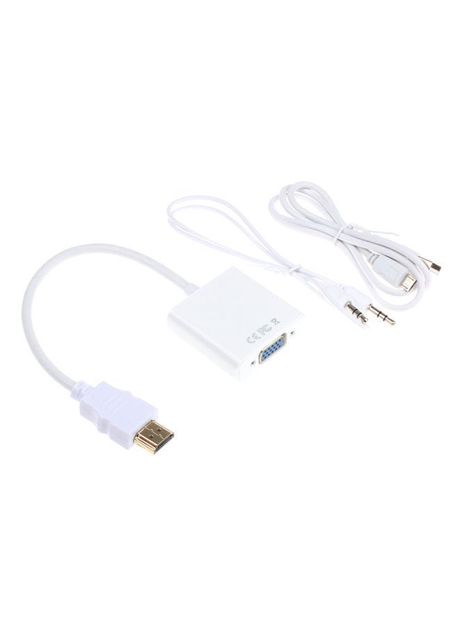 NIBEMINENT HDMI To Vga With Audio Converter White 
