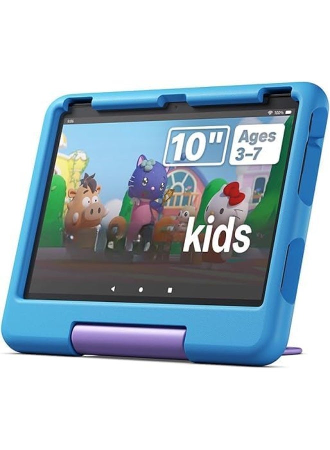 Kids tablet HD 10 Kids tablet 32 GB (newest gen) | ages 3–7, includes ads-free books, games, apps and videos that children love, 10.1" brilliant screen, parental controls. (BLUE) - Image 1