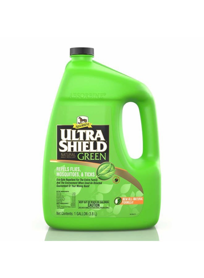 Absorbine UltraShield Green All-Natural Fly Spray for Horses & Dogs, Essential Botanical Oil Eco-Safe Formula Repels & Controls Ticks, Flies, Mosquitoes, Gnats, 128oz Gallon Refill - Image 1